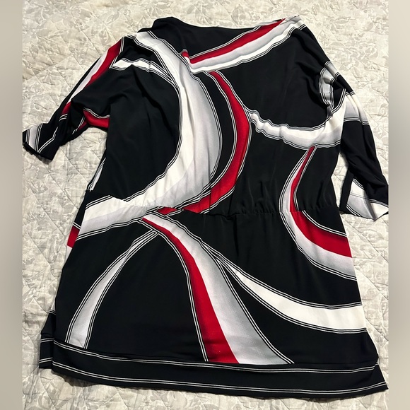 White House Black Market Geometric Drape Neck Tunic/Mini Dress - Picture 2 of 3